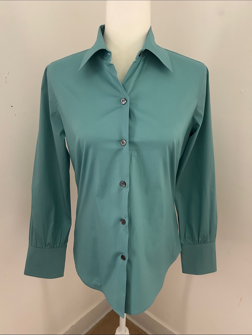 J. Crew Teal Button Down Tailored Cotton Shirt sz 4